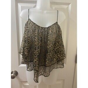Ecote Gold Sparkle Sheer Tank Top L Urban outfitters Lurex Frills Fairy FLOWY